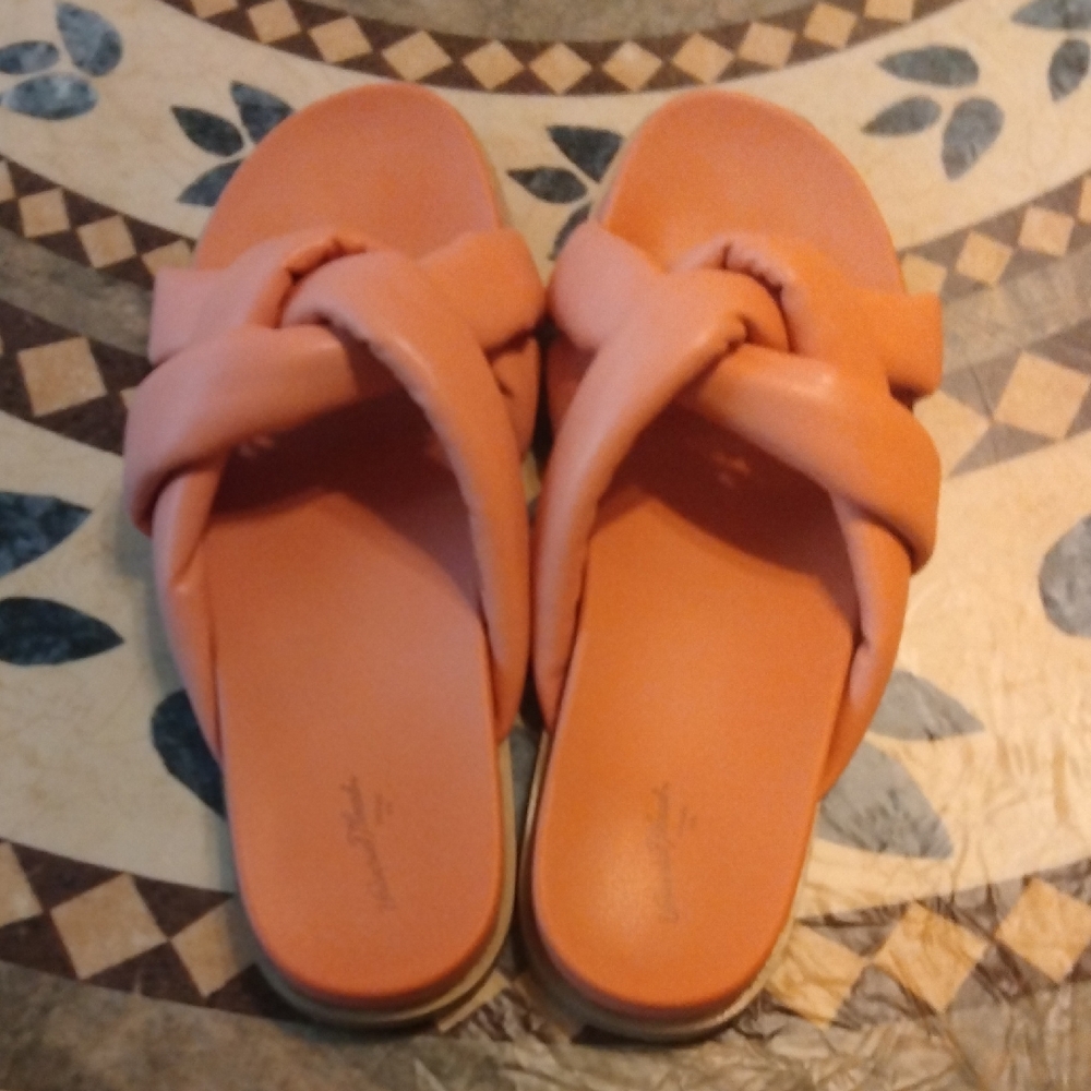 Women's Salmon Pink Slide Sandals
